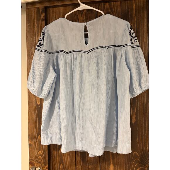 THML Boutique Embroidered Puff Sleeve Blouse Large - Picture 2 of 8